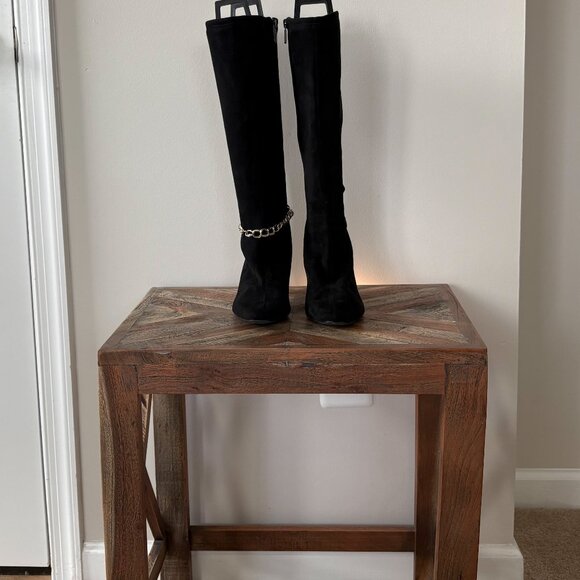 " I.M.P.O Stretch Nadie Gold Chain Black Knee-High Boots Size 6.5 " - Picture 1 of 9